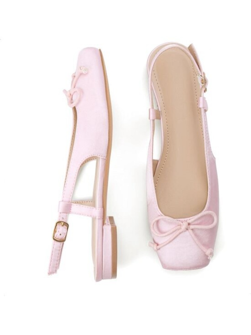 Women’s Pink Satin Slingback Ballet Flats